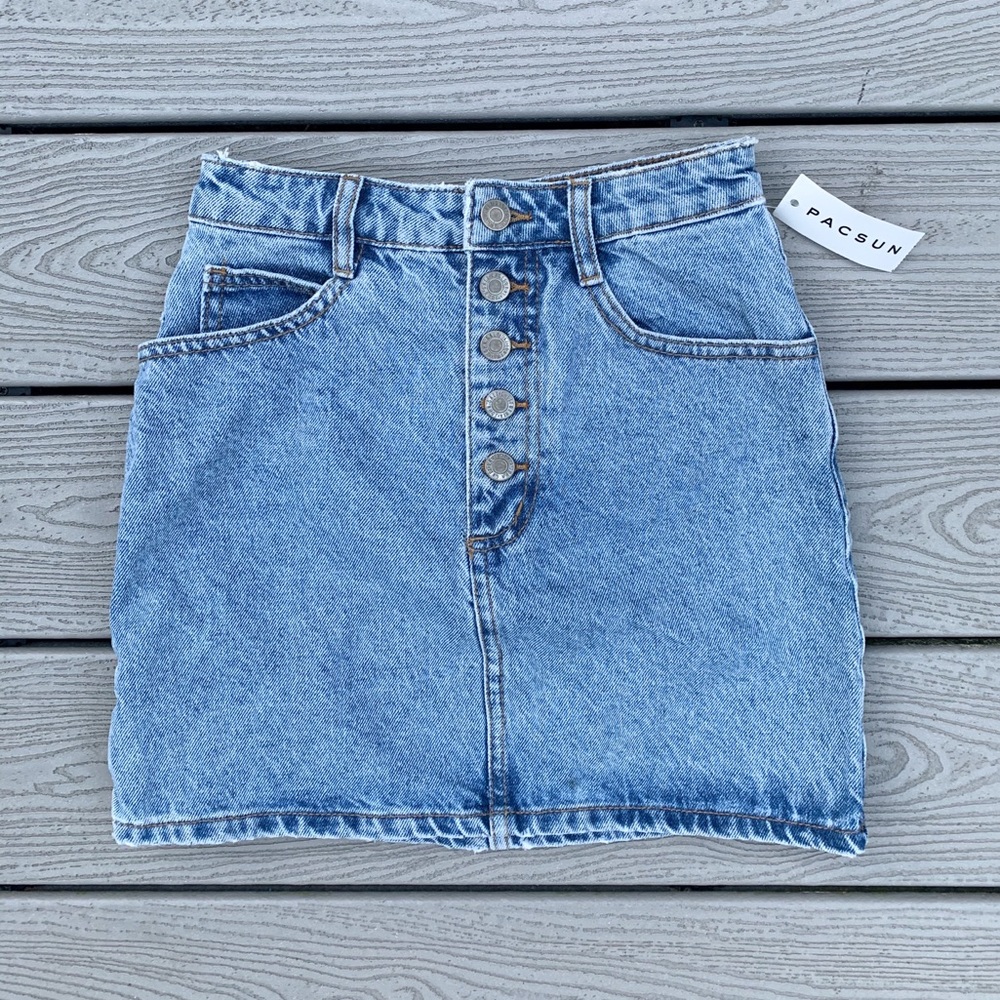 Pacific Sunwear Button Fly Denim Skirt